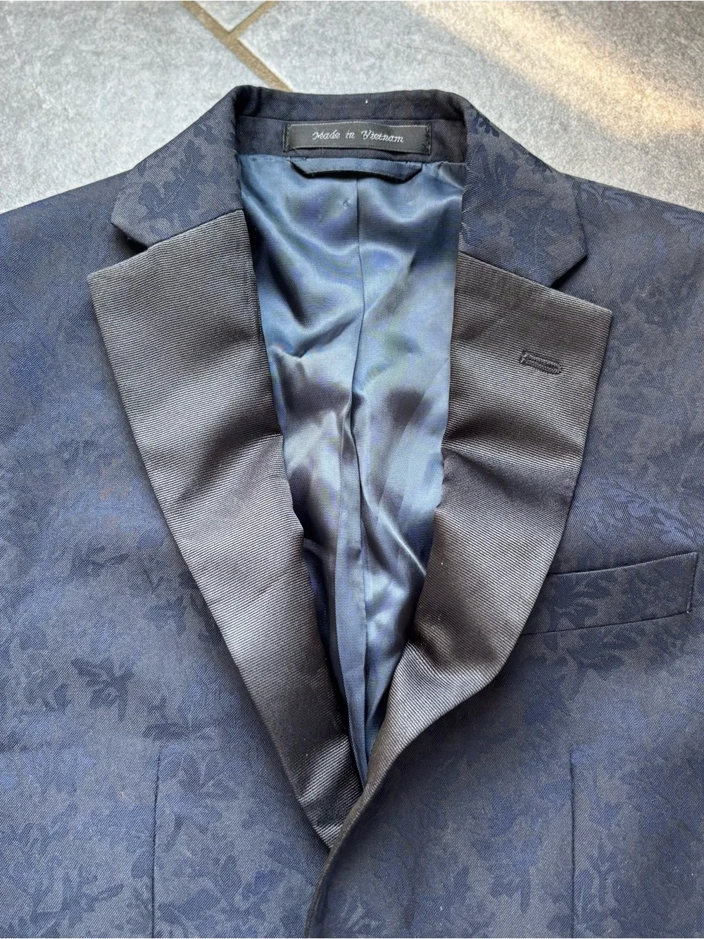 Ralph Lauren Boys Navy Brocade evening coat blazer jacket wedding Black Lapel 10